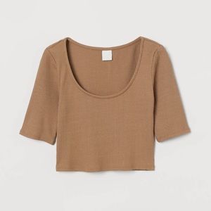 Bundle of two  women’s ribbed elbow length sleeves crop tops from H&M